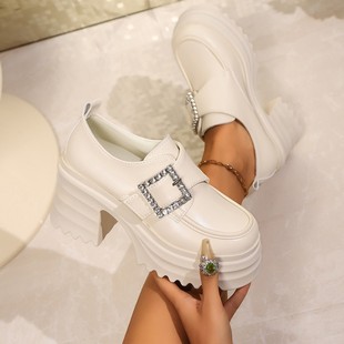 AliExpress cross-border foreign trade for 2024 new Mary Jane women's shoes thick high-heeled loafers casual fashion women