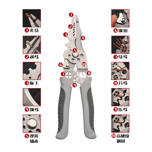 New multi-function wire stripping pliers electrical pliers dedicated stainless steel pointed mouth cable cutting optical fiber line cutting line pressure line
