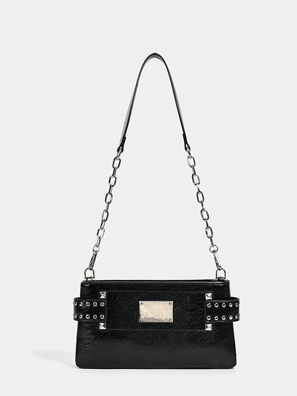 High-end chain studded underarm bag, 2026 niche design, commuting, Korean style, simple and versatile, single shoulder/crossbody bag.
