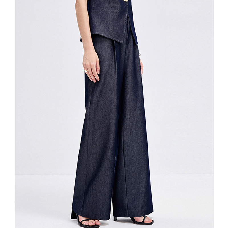 【Ng Order】2026 Early Spring New Casual Long Pants for Women, Faux Denim Pants, Commuter Loose Straight Wide-Leg Pants