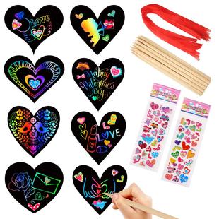 Foreign trade factory love Valentine's Day scratch card DIY bookmark decoration hanging art scratch painting wholesale