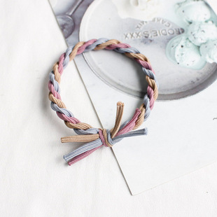 Japanese and Korean color block braided rubber band hair band bold leather South Korea hair rope hair rope headdress hair accessories tie headdress