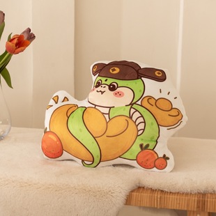 Factory direct new short plush cartoon year of the snake shaped pillow high elastic breathable sofa pillow pillow wholesale