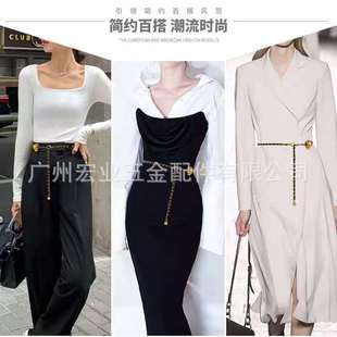 Fashion Metal Chain Waist Bag Accessories Youth Decorative Dress Shirt Chanel Style Woven Waist Chain Women All-Match