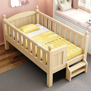 Children's Splicing Bed Solid Wood Crib Baby's Flat Bed Boys and Girls Princess Bed Widened Bedside Widened