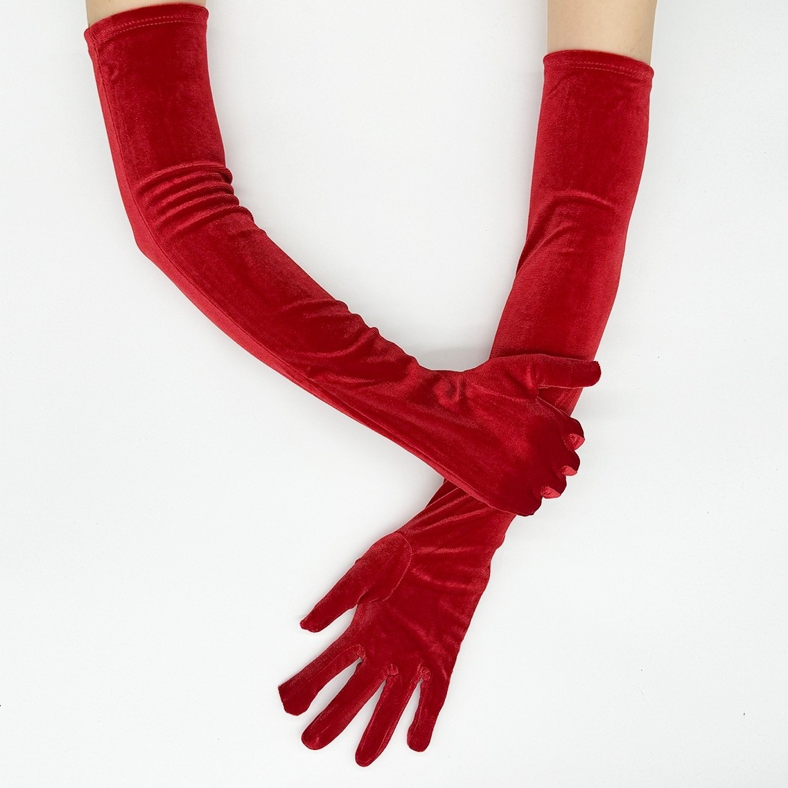 Cross-Border Gold Velvet Ceremonial Evening Dress Warm Long Gloves Stage Performance Banquet Party Opera Velvet Gloves