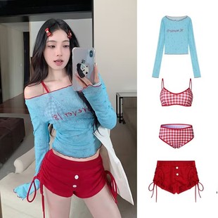Summer New Style Pure Wind Spice Girl Shoulder Camisole Women's Slim-fit Slimming All-match Seaside Beach Holiday Swimsuit
