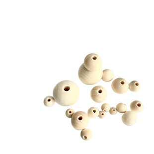Supply of Wooden Beads in Various Sizes, Natural Wood Color, DIY Handmade Round Wood Beads, Wholesale Modern Minimalist Style DIY Materials