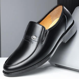 Factory direct high quality real soft leather men's business formal leather shoes men's non-slip breathable middle-aged dad leather shoes men