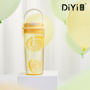 Diyi Высокая портативная чашка для воды Студенческая пластиковая чашка с ручкой прямая чашка для питья Женская ins летняя партия