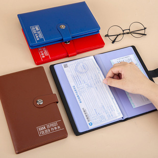 Certificate of Deposit Storage Leather Magnetic Buckle Bill Deposit Folder Deposit Cheque Storage Folder Passbook Term Bank Deposit Folder