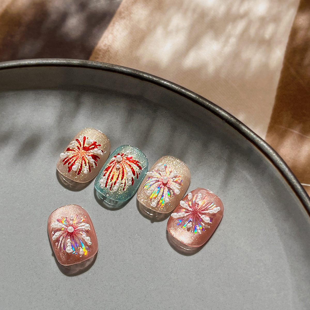 Yitu Ant Pattern Red Medium Sand Fireworks Nail Art Stickers High-End Light Luxury Flashing Red Popular Decorative Stickers Yt5034