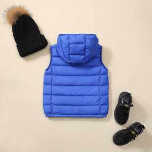 Autumn and Winter Light Down Vest Jacket Boys' Girls' Children's Baby Hooded Down Vest Medium and Large Children's Wear