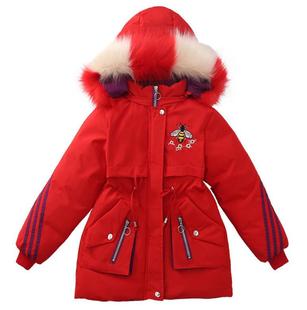 22 New Girls' Cotton-padded Clothes Mid-length Children's Coat Small and Medium-sized Children's Thickened Cotton-padded Coat Girls Autumn and Winter Coat