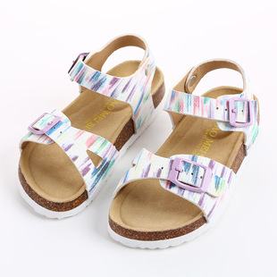 Spot Fashion Children Boys Girls Cork Sandals One Word Shoes Flip Flops Trendy Beach Double Ring Strength Factory
