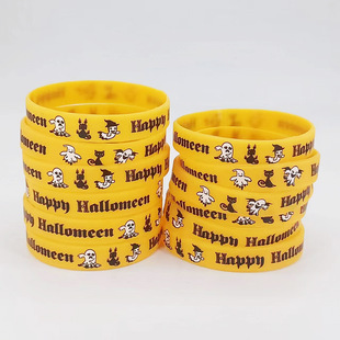 Spot glowing Halloween men and women parade street party jewelry ghost skull printing pattern silicone bracelet