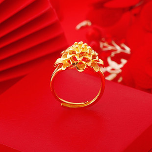 Personalized Japanese and Korean fashion women's Vietnam Sha Jinjiu does not fade multi-layer three-dimensional flower ring supply manufacturers wholesale