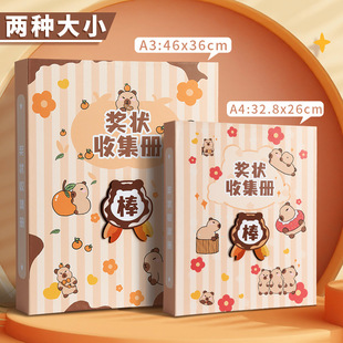 3D embossed certificate collection book A3/A4/A4 wall-mounted display of high-value storage book for students, boys and girls