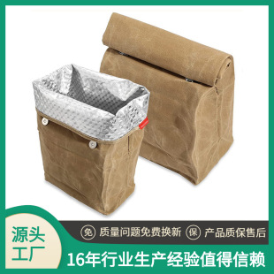 Waterproof and Anti-fouling Repeated Use Aluminum Foil Ice Bag Bento Insulation Bag Outdoor 8A Oil Wax Canvas Lunch Insulation Bag