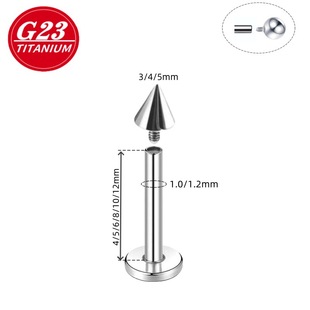 F136 Titanium Lip Nail Round Ball Pointed Cone StraiGht Rod Flats Bottom Internal Thread EarrinGs G23 Titanium Alloy PiercinG Jewelry TonGue Nail