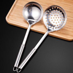 Stainless steel spatula spoon suit kitchen household long handle kitchenware non-hot frying shovel stir-frying shovel colander spoon soup spoon