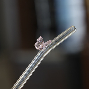 Heat-resistant glass straw High Borosilicate Glass colored straw colored butterfly straw factory direct sale