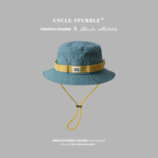 Japanese Color Contrast Retro Fisherman Hat Children's Summer Outdoor Camping Mountain Climbing Big Eave Anti-Purple Line Sun 2024 New