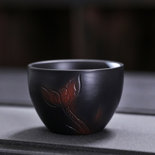 Purple Pottery Handmade Jumping Knife Tea Cup Purple Sand Kung Fu Tea Set High-end Ceramic Tea Tasting Cup Large Master Cup Household