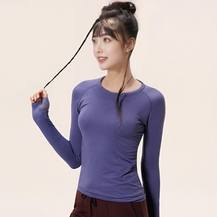Yifei новый спортивный топ женский весенний и летний стройный круглый воротник быстродушный костюм для йоги для бега тренировочный костюм для фитнеса с длинными рукавами