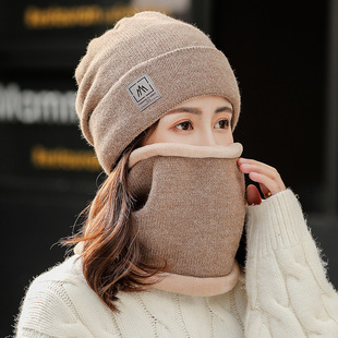 Big Passenger Hat Autumn and Winter Knitted All-match Face-showing Small Wool Knitted Hat for Men's and Women's fleece-lined Riding Cold-proof Warm Hat