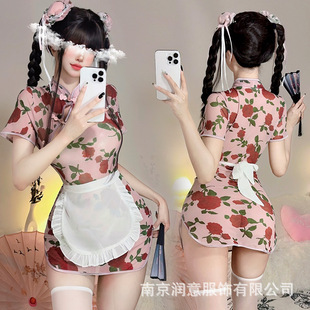Zhonghua Niang New Chinese Style National Style Cheongsam Little Chef Lolita Lori Sweet Perspective Mesh dress Internet Celebrant Battle