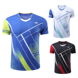 New Badminton Clothing Men's and Women's Competition Clothing Quick-drying Short-sleeved Sports Clothes Training Team Clothing Summer Breathable Top 6240