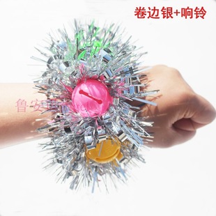 Wrist Flower Bell Dance Sports Meeting Bracelet June 1 Performance Hand Flower Children's Day Props Kindergarten Sequin Jump