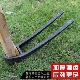 Agricultural Hoe All-Steel Long-Led Two-Teeth Hoe Dual-Use Digging to Open up Land and Cultivate Vegetables to Cultivate Land Farming Tools Two-Teeth Rake
