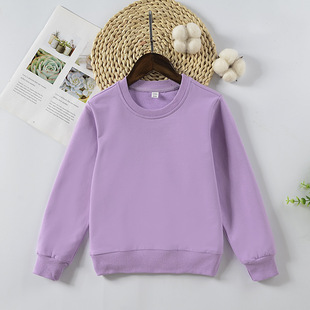 In stock supply children's sweater boys and girls solid color spring and autumn cotton terry round neck children's sweater undershirt