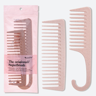 Cross-border hot Amazon rectangular wide tooth comb wheat straw flat comb hair massage comb suit