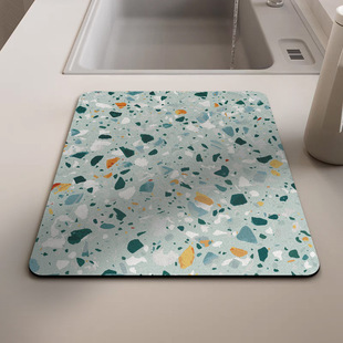 terrazzo kitchen draining mat high temperature absorbent mat tabletop tableware drying mat coaster diatom mud placemat
