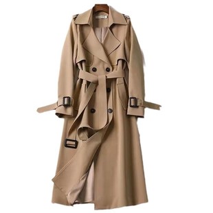 Autumn 2024 New Trenchcoat Women's Suit Collar Mid-length Korean Style Petite Popular British Coat Over-the-knee Coat
