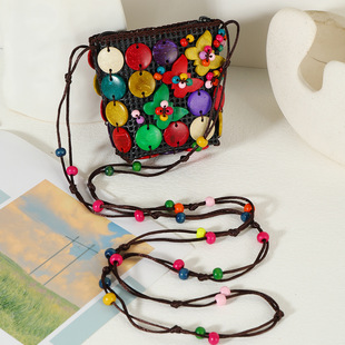 New Coin Purse Handmade Bag Coconut Shell Bag Colorful Small Bag Coin Purse Key Bag Bohemian Bag