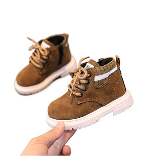 Children's Autumn and Winter Martin Boots Boys British Style Soft Bottom Non-Slip Ankle Boots Children's Baby's Zipper Toddler Boots