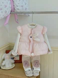 Children's Cotton Vest 2024 Winter New Girls' Children's Wear Korean-style Rabbit Vest