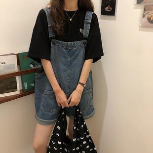 2024 New Summer Internet Celebrity Denim Overalls Women's Korean Style Loose Western Style Age-reducing Shorts Cute Overalls Thin