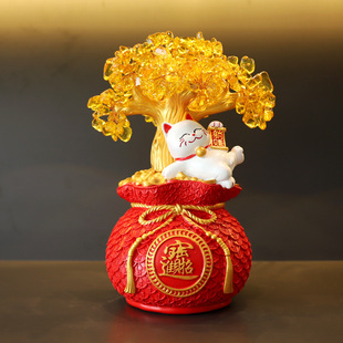 Fortune Tree Money Tree Fortune Cat Ornaments Living Room Shop Front Desk Decorations New House Practical Opening Gift