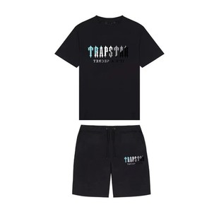 Amazon 2024 Summer New Fashion Brand Short-sleeved Shorts suit Casual Garden Collar Thin Shorts Men's Short-sleeved suit