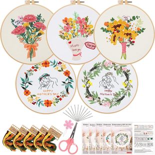 diy Handmade Embroidery Kit Material Bag Thanksgiving Mother's Day Flower Series European-style Cross-border English Original New Style