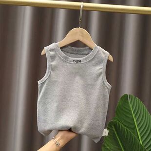 Cotton Boys' Vests Summer New Style Small and Medium-Sized Children's Sleeveless Tops Children's Baby Thin Bottoming Vests Can Be Worn Outside