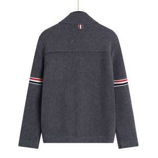 TB men's new autumn and winter knitted jacket men's and women's same style versatile double sleeve colorful stripe wool workwear jacket