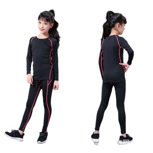 Girls' Fitness Clothes suit Sports Tight Clothes Elastic Quick-drying Breathable Basketball Football Running Base Tight Clothes