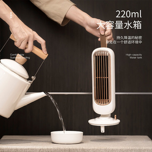 Retro Mini Tower Fan usb office desktop fan water cooling humidifier spray portable small fan