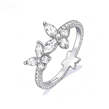 Poisonous Edition A-brand Morse Code Knight Princess Pig Nose Sugar Cube Diamond Ring, Elegant Unisex Couple Style